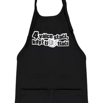 Kuchyňská zástěra 4 válce stačí když ti turbo tlačí - Dětská zástěra na vaření - Univerzální velikost ( Černá )