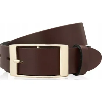 Opasek PÁSEK DÁMSKÝ KOŽENÝ HNĚDÝ 90 cm SE ZLATOU PŘEZKOU PAOLO PERUZZI PG-02-BRZ