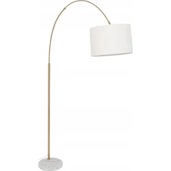 Stojací lampa STOJACÍ LAMPA PODLAHOVÁ VYSOKÁ ZLATÁ 195 cm BÍLÉ STÍNIDLO DO OBÝVÁKU