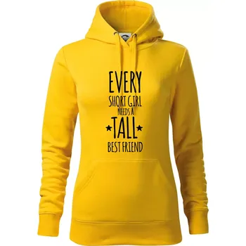 Dámská mikina Every short girl needs a tall best friend - Mikina dámská Cape s kapucí - 2XL ( Žlutá )