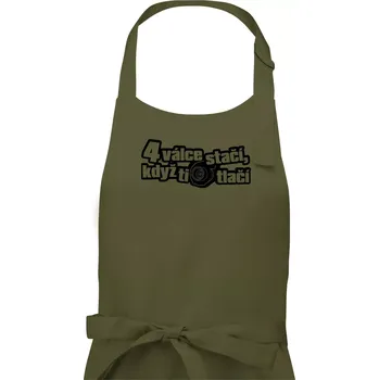Kuchyňská zástěra 4 válce stačí když ti turbo tlačí - Pánská zástěra na vaření - Univerzální velikost ( Khaki )