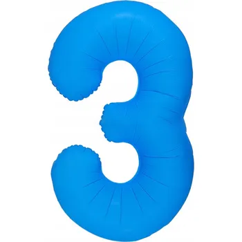 Balónek Fóliový Balón Číslice "3" Modrý Neon (100 cm)