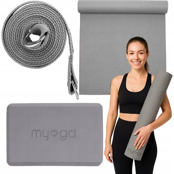 podložka na cvičení Sada na jógu myga Yoga Start – podložka, blok, popruh