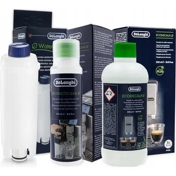 Náhradní díl pro kávovar Sada pro kávovary Delonghi, Filtr DLSC002, Čisticí roztok 3013 250ml, Odvápňovač Delonghi EcoDecalk