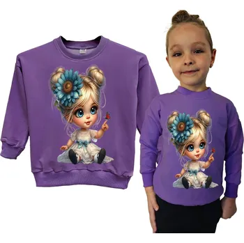 Chlapecká mikina Dětská Tepláková Mikina pro Dívky Fialová se vzorem Holčička s Mo