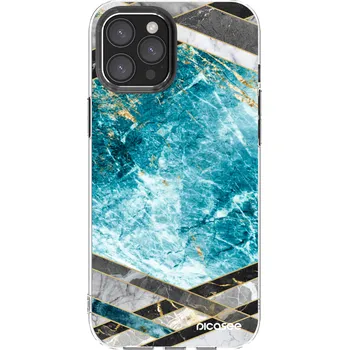 Pouzdro na mobilní telefon Picasee silikonový průhledný obal pro Apple iPhone 12 Pro Max - Blue geometry