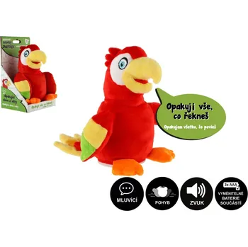 plyšák Teddies Papoušek Jaroušek opakující věty plyš 16cm na baterie se zvukem v krabici 12x20x10cm v sáčku