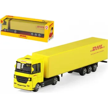 autíčko Rappa Auto kamion s návěsem DHL plast 19cm na volný chod v krabičce 20x6x4cm
