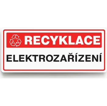OZNAČENÍ TŘÍDĚNÉHO ODPADU - Elektrozařízení Samolepka papírová 290 x 100 mm tl. 0,1 mm - Kód: 17417