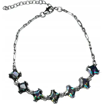 Náramek DÁMSKÝ STŘÍBRNÝ NÁRAMEK RYZOSTI 925 TOPAZ MYSTIC OPALIZUJÍCÍ ČTVEREČKY