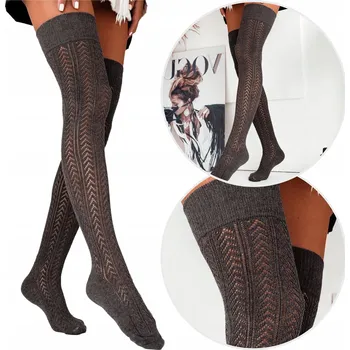 Podprsenka Podkolenky Ažurové Vzor Rybí Kost grafitové Milena (37-41)