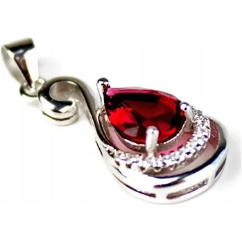 Přívěsek Stříbrný přívěsek s červeným zirkonem kapka F171R
