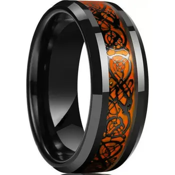 Prsten Drak Keltský Prsten Černý Oranžový Pečetní Prsten