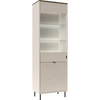 Knihovna Vitrína kašmír matná 194,6 x 63,4 x 40 cm Kondela