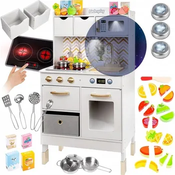 Dětská kuchyňka Kinderplay dřevěná kuchyňka s osvětlením na nožičkách