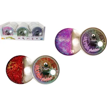 sliz Sliz - hmota Ultra plastelína se svítící kuličkou LED 80g mix barev v plechové krabičce 24ks v boxu