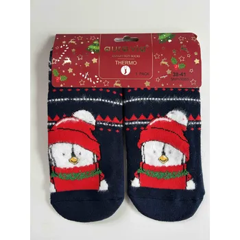 Dámské ponožky Dámské Vánoční thermo ponožky s protiskluzovým chodidlem Barva: tučňák, Velikost: 38-41
