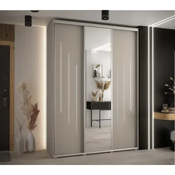 Šatní skříň Posuvná skříň se zrcadlem Dakota 9 170 45 hloubky - Abiks Meble Kašmír/Stříbrná 170x235.2 cm