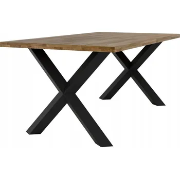 Jídelní stůl Kuchyňský stůl Kondela obdélníkový černý, světlé dřevo legno, 100 x 180 x 77 cm