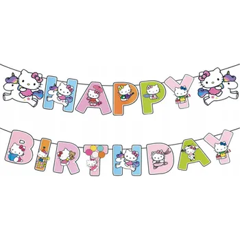 Papírová girlanda Happy Birthday Kitty (1 ks)