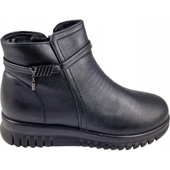 Dámská zimní obuv Dámské Kotníkové Boty Zimní boty z ekokůže, zateplené, pohodlné, černé Potocki 40