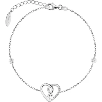 Náramek Stříbrný náramek se zirkony - srdce, nekonečno - AP542-4557