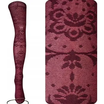 Podprsenka Vzorované Punčocháče Calzamia METALLICO 40 DEN červené CARTIE/NERO, velikost 3