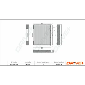 Ventilátor topení a klimatizace Kabinový (pylový) filtr DRIVE+ DP1110.12.0334