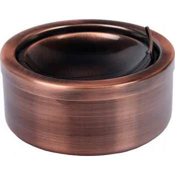 Popelník POPELNÍK OCELOVÝ NEREZOVÝ UZAMYKATELNÝ POPELNÍK 12 cm HNĚDÝ BEZ ZÁPACHU