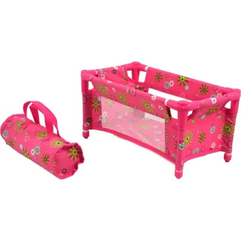 Kočárek pro panenku Teddies Postýlka pro panenky kov/plast rozkládací v látkové tašce 27x14x10cm v sáčku