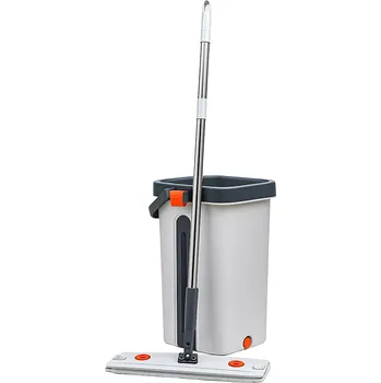 mop GOTEL PLOCHÝ MOP Q8E2 SE ŽDĚMAČEM A DVOUKOMOROVÝM KYBLÍKEM