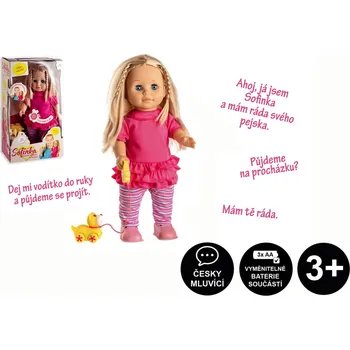 Panenka Teddies Panenka Sofinka s pejskem chodící a česky mluvící plast 42cm na bat. se zvukem v krabici 26x44x13cm