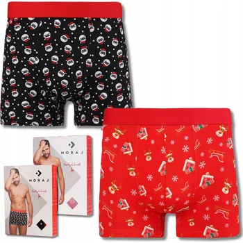 Boxerky Vánoční bavlněné pánské boxerky Dárek Mikuláš Vánoce 2ks MORAJ XXL