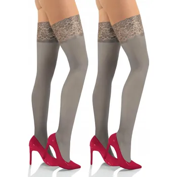 Dámské punčochy Sesto Senso 2 páry samodržících punčoch s krajkou 40 DEN 3XL/4XL Grigio (Šedá)