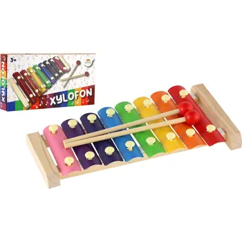 Hudební nástroj pro děti Teddies Xylofon dřevo/kov 24cm s paličkami v krabici 25x13x4cm