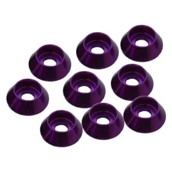 RC náhradní díl Ultimate Racing 3 mm. alu kuželové podložky fialové (8 ks.)