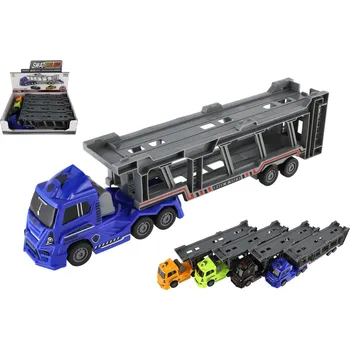 autíčko Teddies Auto kamion přepravník plast 45cm na setrvačník 4 barvy 4ks v boxu