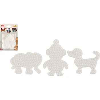 Dětské navlékací korálky Lowlands Podložka na zažehlovací korálky Hama MIDI slon,tučňák,pejsek plast 3ks na kartě 12x18x3cm