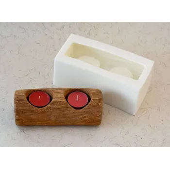 Svícen Silikonová forma - svícen Dřevo na 2 čaj. svíčky