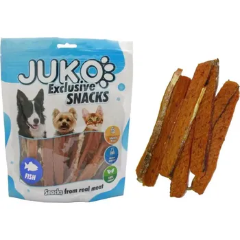 Pamlsek pro psa JUKO Snacks Salmon strips with fish skin 250 g