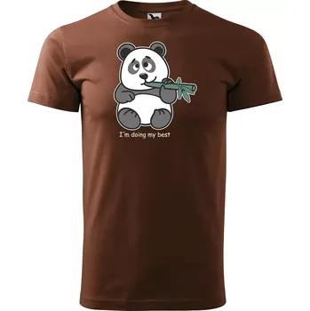 Pánské tričko Sablio Tričko s potiskem I am doing my best Panda - hnědé S