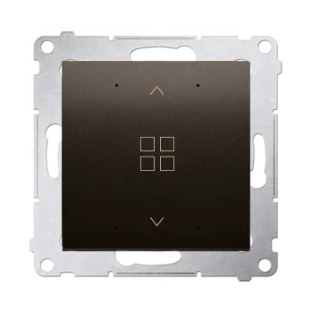 vypínač Tlačítko žaluzií skupinové, s LED podsvětlením, pro vzdálené ovládání, Simon 54 DEZ1G.01/46, hnědá metalizovaná