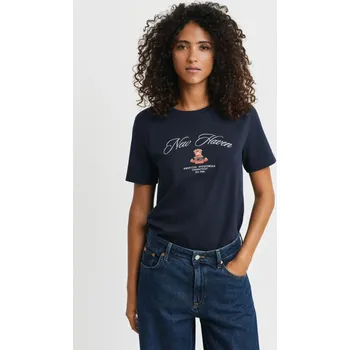 TRIČKO GANT REG COTTON CREST SS T-SHIRT EVENING BLUE