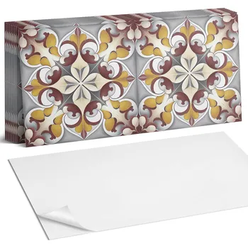 Dlažba Nástěnné PVC samolepicí dlaždice Květinový mozaikový vzor 10 ks 40x20 cm