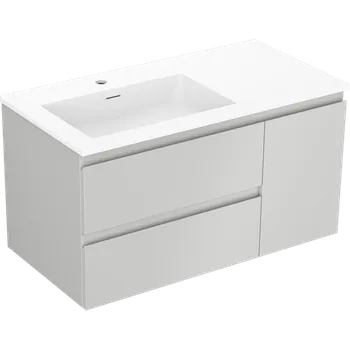 Koupelnový nábytek Mexen Orio koupelnová skříňka 90 cm s umyvadlem Otis levé, 2S, 1D, šedá mat/bílá mat - 91A13-09047-3-BBFFF62-W18L01 Skříňky s umyvadlem