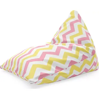 Sedací pytel Sablio Sedací vak Triangl Růžové a žluté klikyháky: 120 x 100 x 100 cm