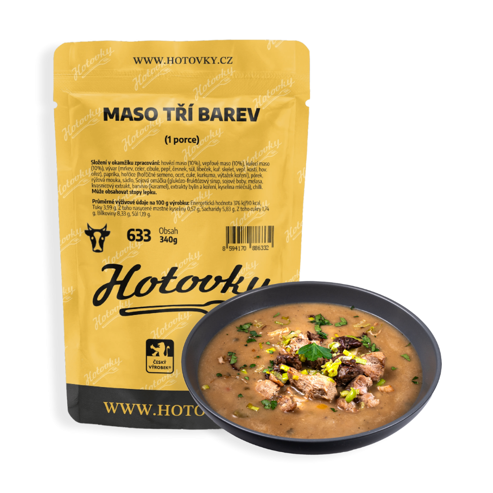 Maso tří barev (1 porce) pikantní masová směs | hotové jídlo