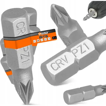 Bit 5x BIT ŠROUBOVÁKU PZ1 25 mm Magnetický hrot 1/4 KRÁTKÝ ODOLNÝ Pozidriv