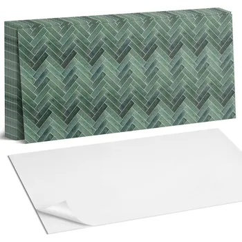 Obraz Sada vinylových obkladových panelů na stěnu, 3D vzor rybí kost, 10 ks, 40x20 cm