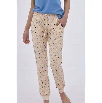 Dámské pyžamo Dámské pyžamové kalhoty Cornette 909/03 vel. L (40) kapsy puntíkované béžové